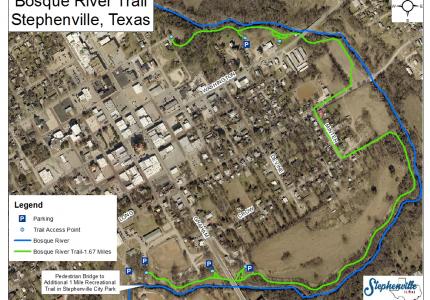Satellite map of the Bosque River Trail