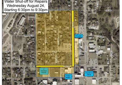 WATER SHUT OFF FOR REPAIRS  - AUGUST 24, 2022 AT 6:30 P.M.