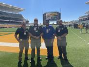 Members of the department take a tour of Baylor Football operations