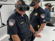 Lt. Gaitan and Sgt. Moore experience the Axon VR training simulator 